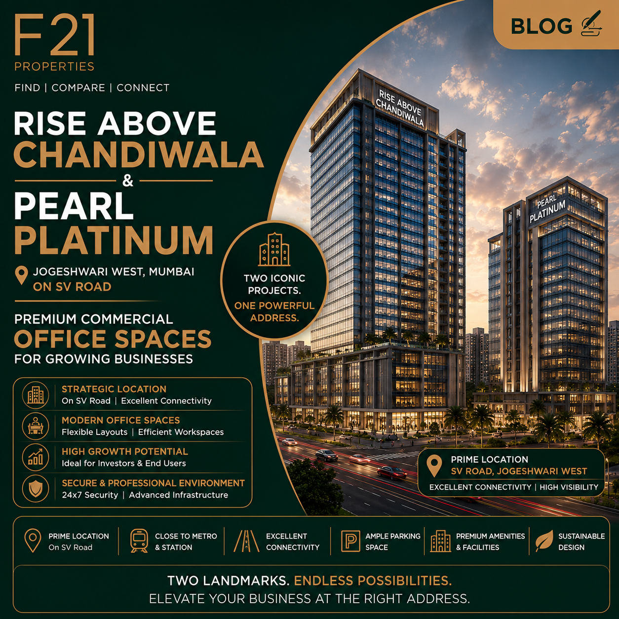 Rise Above Chandiwala & Pearl Platinum Jogeshwari West, Commercial Office Space SV Road