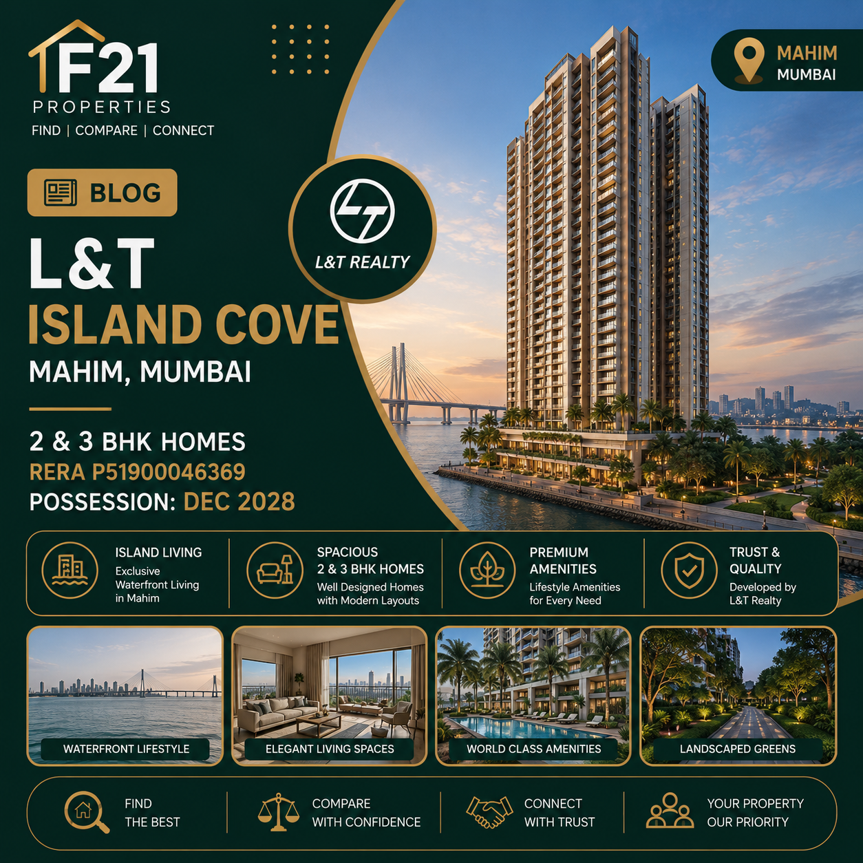 L&T Island Cove Mahim Mumbai, 2 & 3 BHK Price, RERA P51900046369, Possession Dec 2028