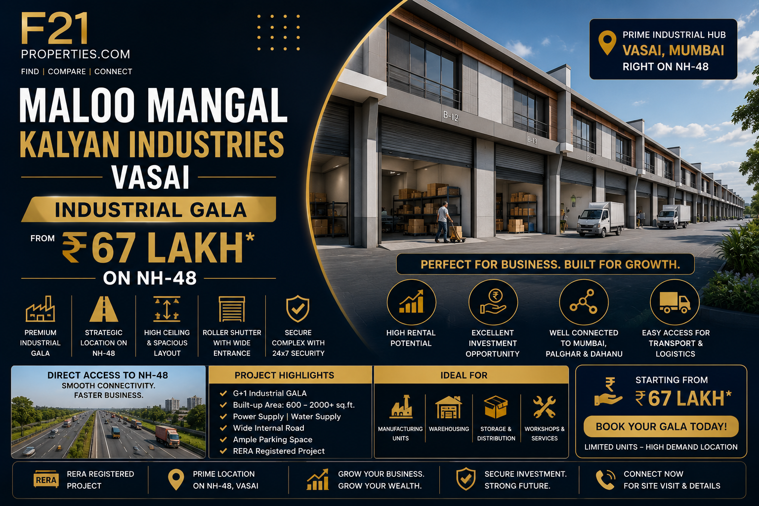 Maloo Mangal Kalyan Industries Vasai | Industrial Gala from ₹67 Lakh on NH-48