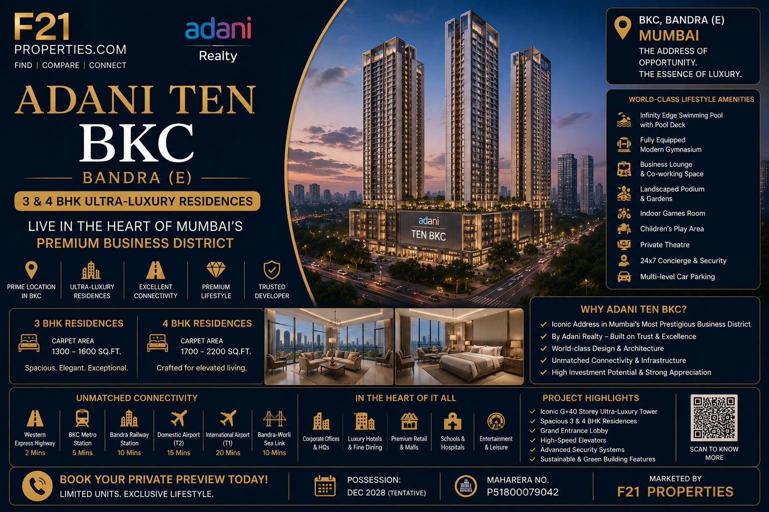 ADANI TEN BKC Bandra | 3 & 4 BHK | Adani Realty