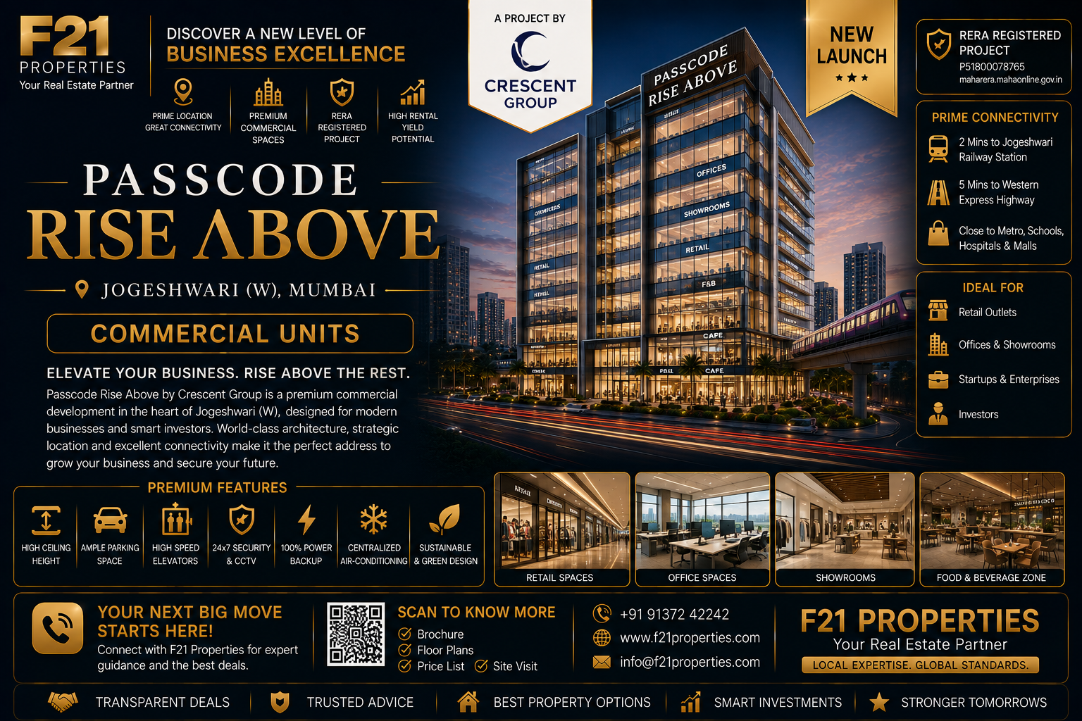 PASSCODE RISE ABOVE Jogeshwari | Commercial Units | Crescent Group | F21 Properties