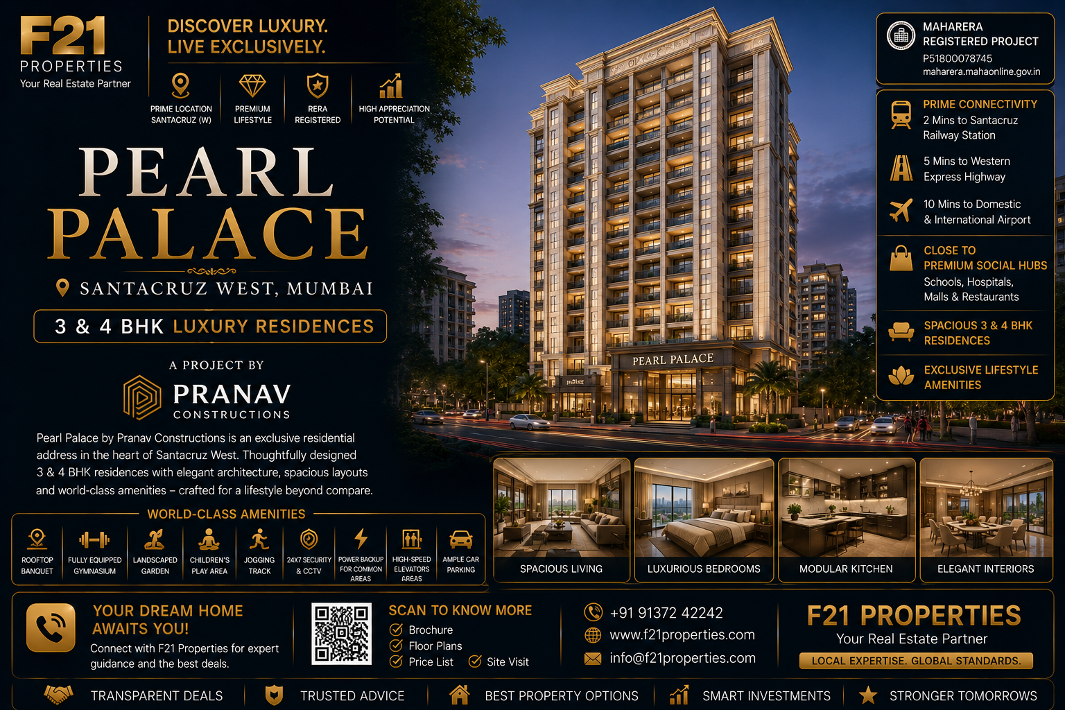 PEARL PALACE Santacruz West | 3 & 4 BHK | Pranav Constructions | F21 Properties