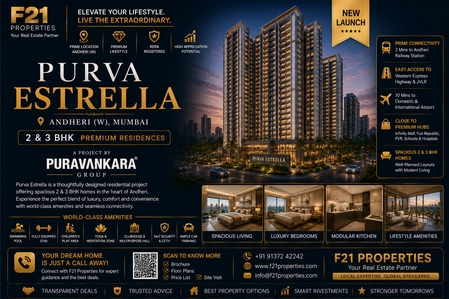 PURVA ESTRELLA Andheri | 2 & 3 BHK | Puravankara Group | F21 Properties