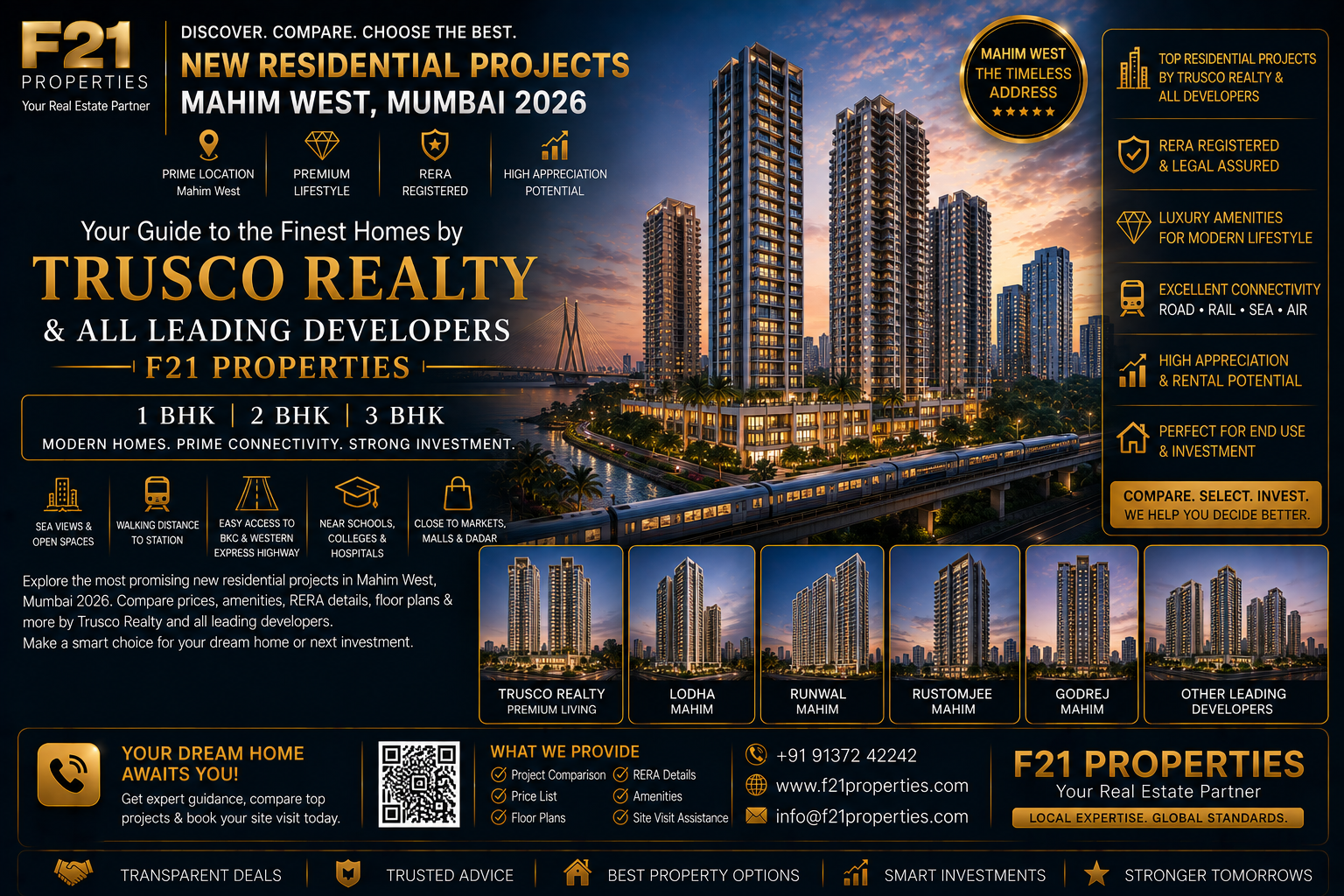 New Residential Projects Mahim West Mumbai 2026 - Trusco Realty & All Developers | F21 Properties
