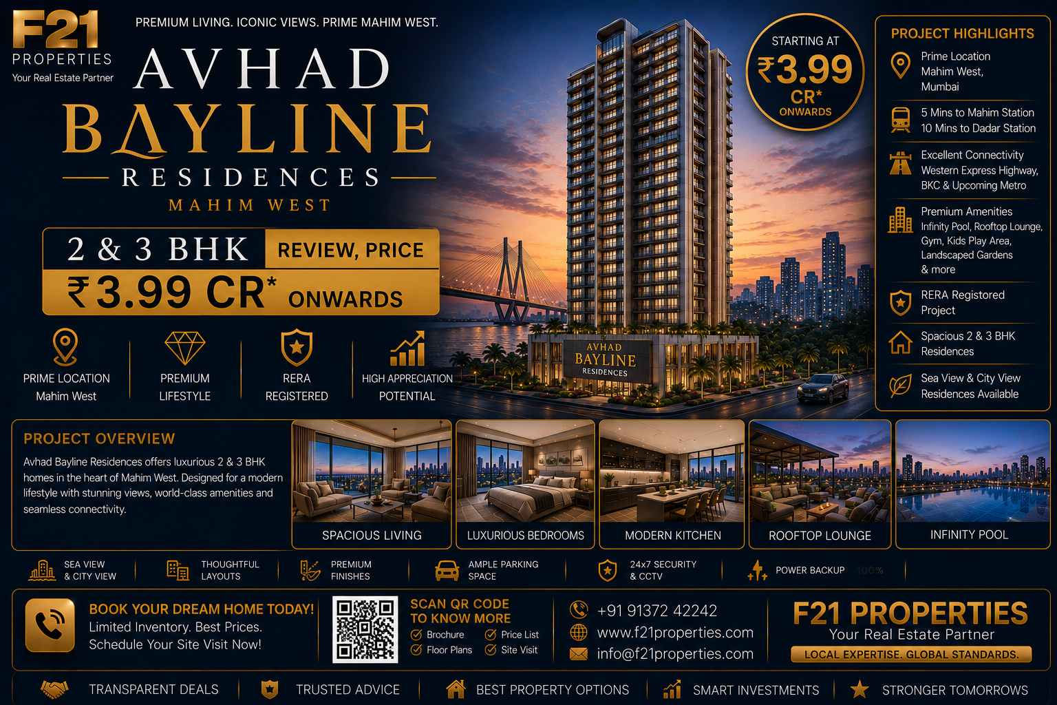 Avhad Bayline Residences Mahim West - 2 & 3 BHK Review, Price ₹3.99 Cr